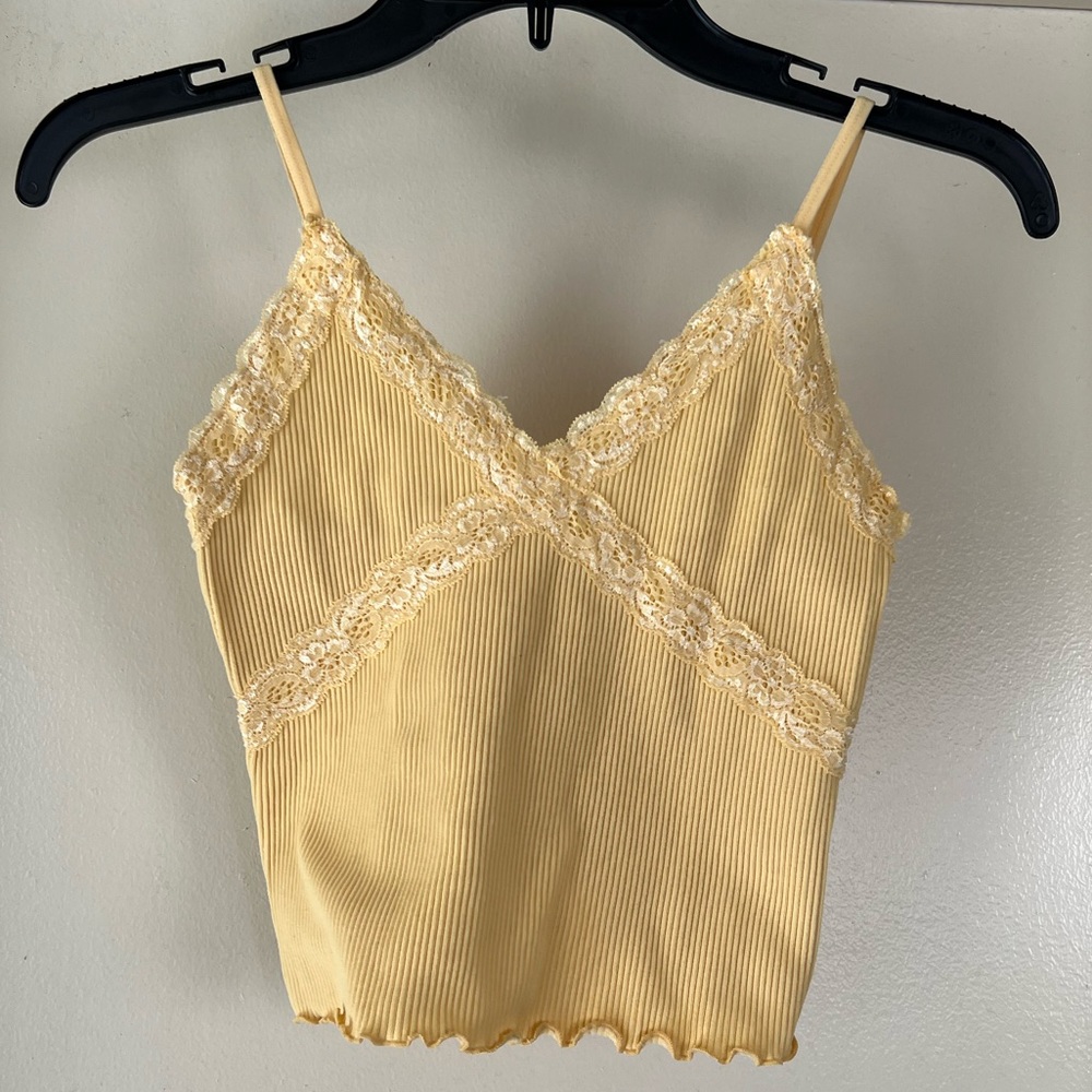 Yellow lace tami top, size M/L